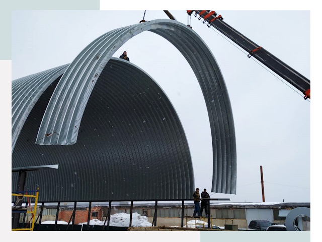 Полукруглые ангары в Малоярославце